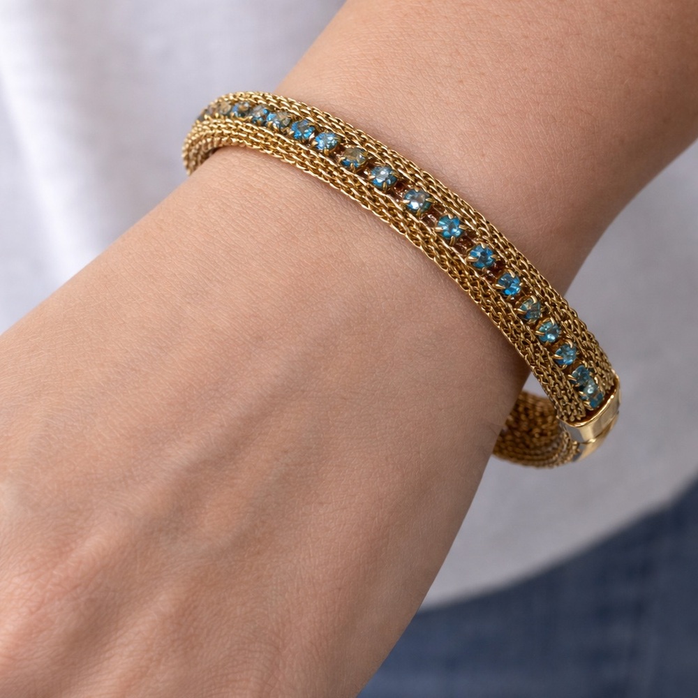 Vintage Elegant Gold and Blue Bracelet